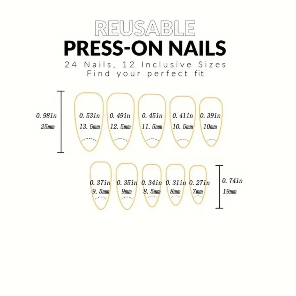 24 Pieces Glossy Fake Press On Nails